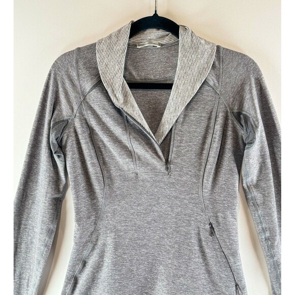 Lululemon Womens Sweater Gray Think Fast Pullover Tonka Stripe Heathered Size 4 - Picture 6 of 11